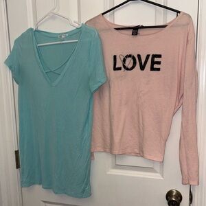 Women's Pink bundle two tops one Long Sleeve and one short sleeve Top